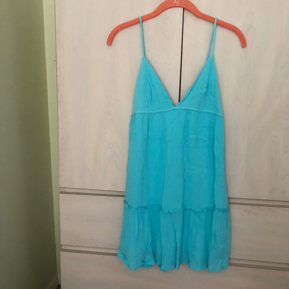 Summer Sale! Beautiful New Garage Turquoise Blue Dress w/ Adjustable Straps - Picture 1 of 3